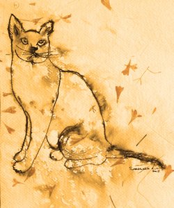 Nachdenkliche Sepia-Katze