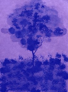 Violetter Aquarellbaum