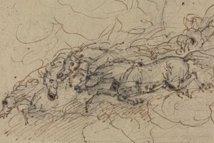 Vier galoppierende Pferde: (?) eine mythologische Studie, möglicherweise für Phaetons Wagen von Sawrey Gilpin