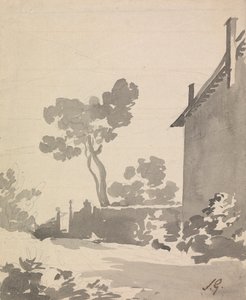 Gartenansicht von der Seite eines Hauses von Sawrey Gilpin