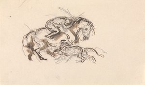 Pferd und Reiter von einem Löwen angegriffen von Sawrey Gilpin