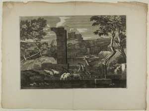 Landschaft mit einem Hirten und seiner Herde