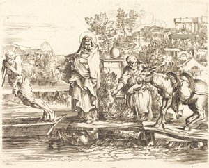 Die Heilige Familie bereitet sich auf die Einschiffung vor von Sébastien Bourdon