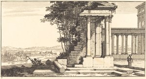 Landschaft mit klassischen Ruinen