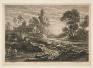 Landschaft mit Ziehbrunnen von Schelte Adams Bolswert