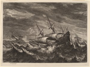 Segelboote in einem Sturm von Schelte Adams Bolswert after Andries van Eertvelt