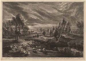 Landschaft mit einem Dorf von Schelte Adams Bolswert after Sir Peter Paul Rubens
