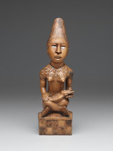Sitzende weibliche Figur mit Kind (pfemba) Yombe-Gruppe, Kongo-Völker