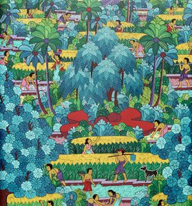 Traditionelle balinesische naive Malerei, Indonesien 20. Jahrhundert von School Balinese