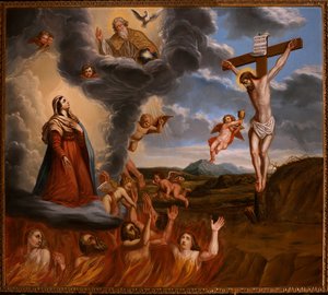 Die Fürsprache der Heiligen Maria für das Fegefeuer. Ende 17. Jahrhundert (Gemälde)