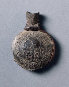 Pilgerampulle mit Szenen der Kreuzigung (Vorderseite) und der Himmelfahrt (Rückseite) von School Byzantine