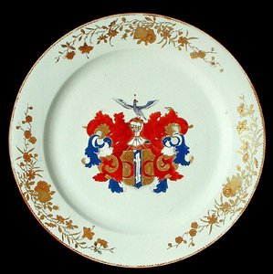 Ein chinesischer Imari-Porzellanteller mit den Wappen der Familie Valckenier aus Amsterdam, ca. 1750 von School Chinese