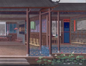 Zeichnung des Inneren des Hauses eines chinesischen Beamten