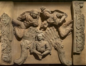 Basrelief, das ein früheres Leben des Buddha illustriert: Vishvantara Jataka. China, Xinjiang. Ende des 6. Anfang des 7. Jahrhunderts. von School Chinese