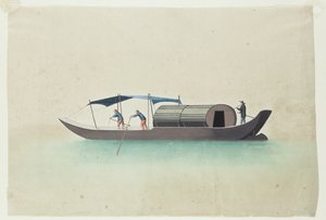 Boot mit drei Bootsmännern