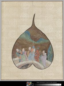 Bodhi-Blatt mit Luohan-Malerei