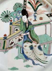 Chinesische Kunst: Die Dame ruht auf einer Bank