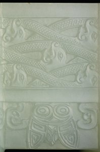 Detail eines archaischen Gefäßes und Deckels, Tulu, Qianlong-Periode (1736-95) (blassgrüner Jade) von School Chinese