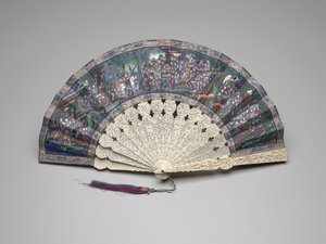 Faltfächer mit einer Szene eines chinesischen Hofes