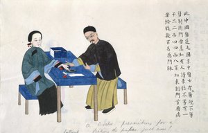Puls messen, aus einem Album mit Szenen aus dem Leben in China von School Chinese