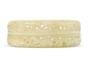 Durchbrochener zweiteiliger runder Parfümbehälter (weiße Jade)
