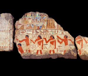 Alte ägyptische Kunst: Malereien der Mastaba von Metchetchi: Ritualpriester Wandmalerei, 6. Dynastie (ca. 2350-2200) von School Egyptian