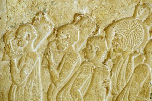 Altes Ägypten, Wandmalerei, Grab des Petosiris, Tuna el Gebel, 300 v. Chr., Männer tragen Weinkrüge