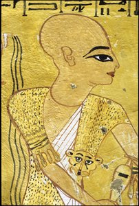 Altes Ägypten, Wandmalerei, Grab des Inherkhau, Theben, Grab der Edlen, 20. Dynastie, Ein Priester gießt Trankopfer für Inherkhau von School Egyptian