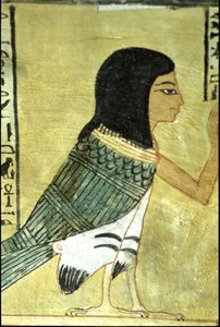 Altes Ägypten, Wandmalerei, Grab von Inherkhau, Theben, Grab der Adligen, 20. Dynastie, Ba oder Seele von Inherkhau von School Egyptian