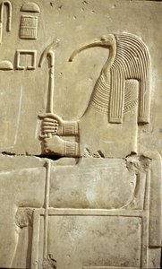 Altes Ägypten, Wandmalerei/-schnitzerei, Der Gott Thoth, Tempel von Seti I, Abydos von School Egyptian