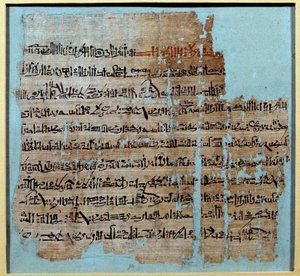Ägyptische Antiquität: Papyrus aus der Geschichte der Schlacht von Qadesh unter der Herrschaft von Ramses II (1246-1213 v. Chr.). Im Jahr 1274 v. Chr. kämpften das Hethitische Reich und das Ramessidische Ägypten. Paris, Louvre