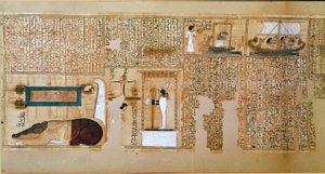 Ägyptische Antike: Fragment des Totenbuchs, Papyrus von Nebqed. Detail, das das Wiegen der Seelen darstellt. 18. Dynastie. 1400-1350 v. Chr. Paris, Louvre Museum von School Egyptian