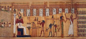 Ägyptische Antike: das Wiegen der Seelen, Papyrus aus dem Totenbuch des Chahapiimou, Oberster der Astronomen des Amon. Ptolemäische Zeit (332-30 v. Chr.) Um 500-100 v. Chr. Paris, Louvre von School Egyptian