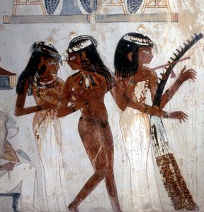 Luxor Theben: Nekropole der Adligen, Grab von Nakht (18. Dynastie), Musiker. Tal der Adligen von School Egyptian