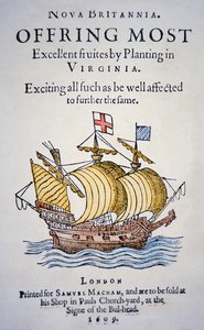 Flugblatt, das Kolonisten ermutigt, nach Virginia in Amerika zu gehen, veröffentlicht 1609