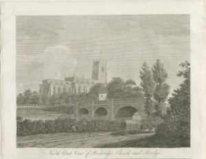 Penkridge Stadt - Kirche und Brücke: Gravur