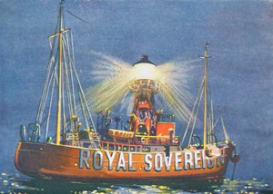 Das Royal Sovereign Feuerschiff, stationiert vor Beachy Head, UK