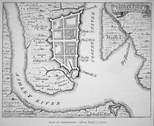 Stadt und Hafen von Charles Town (Charleston), South Carolina von School English