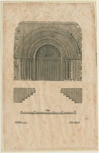 Tutbury Priory Kirche - Westportal: Holzschnittgravur, frühes 19. Jahrhundert