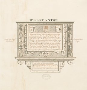 Wolstanton-Kirche - Wanddenkmal für William Yonge von Caynton: Feder- und Waschzeichnung, undatiert [?19. Jahrhundert]