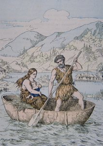 Alte Gallier in einem Korakelboot von School French
