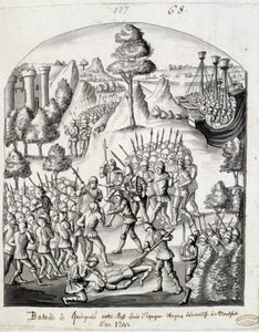 Schlacht von Quimperlé zwischen Messire Louis von Spanien und den Leuten der Gräfin von Montfort von School French