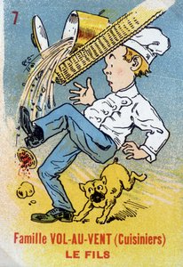 Spiel der sieben Familien: Der Sohn der Familie Vol-au-Vent (Köche). Musée de la Carte à Jouier, Issy-les-Moulineaux von School French