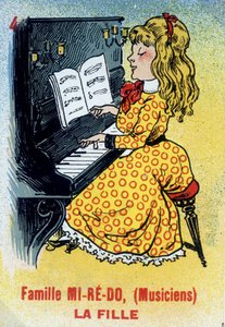 Spiel der sieben Familien: Karte der Tochter der Familie Mi-Ré-Do (Musiker). Musée de la Carte à Jouin, Issy-les-Moulineaux von School French