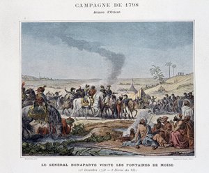 General Bonaparte besucht die Brunnen von Moses - in „Victoires et Conquêtes des Armées Françaises“, Paris, n.d (Gravur)