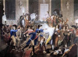 In der Nacht vom 9. auf den 10. Thermidor Jahr II: Im Rathaus erschoss Polizeibeamter Merda Maximilian von Robespierre von School French