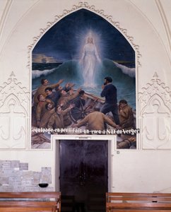 Die Besatzung in Gefahr macht ein Gelübde an N.D. du Orchard - Ex-Voto von Notre Dame de Orger, Cancale von School French