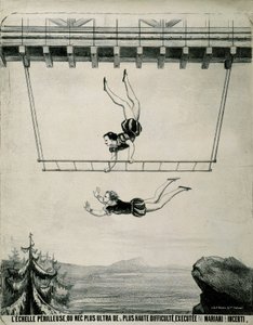 Trapezkünstler auf der gefährlichen Leiter von School French
