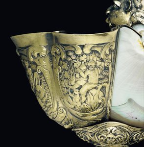 Montierter Nautilus-Becher, Nagyszeben, Mitte 17. Jahrhundert (Detail)