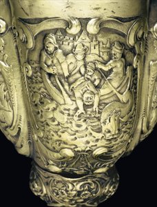 Montierter Nautilusbecher, Nagyszeben, Mitte 17. Jahrhundert (Detail) von School Hungarian